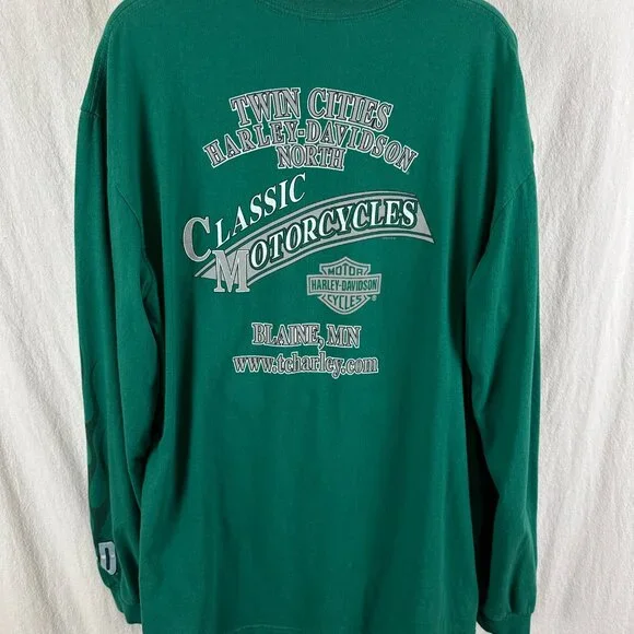 Y2K Harley-Davidson Classic Motorcycles Fire Flames Long Sleeve T-Shirt Adult XL - Picture 4 of 6